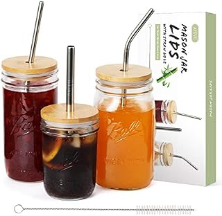 AIEVE Mason Jar Lids, 3 Pack Bamboo Mason Jar Lids Wide Mouth Mason