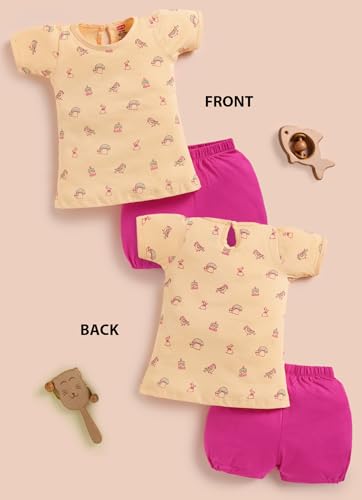 Image of LuvLap Baby Girls Regular Fit 100% Cotton Half Sleeves Girls Top CoSet Pack of 3