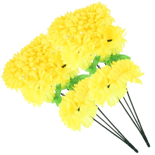 VALICLUD 2 Mazzi di Crisantemi Artificiali per Tombe Decorazioni Floreali per Esterni Resistenti e Realistiche Bouquet Finti per Commemorazioni Cimiteriali