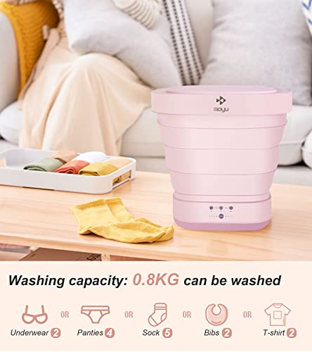 Portable Washing Machine Mini Washer With Drain Basket, Foldable Small Washer For Underwear, Socks, Baby Clothes, Towels, Delicate Items (Pink) #TOP1