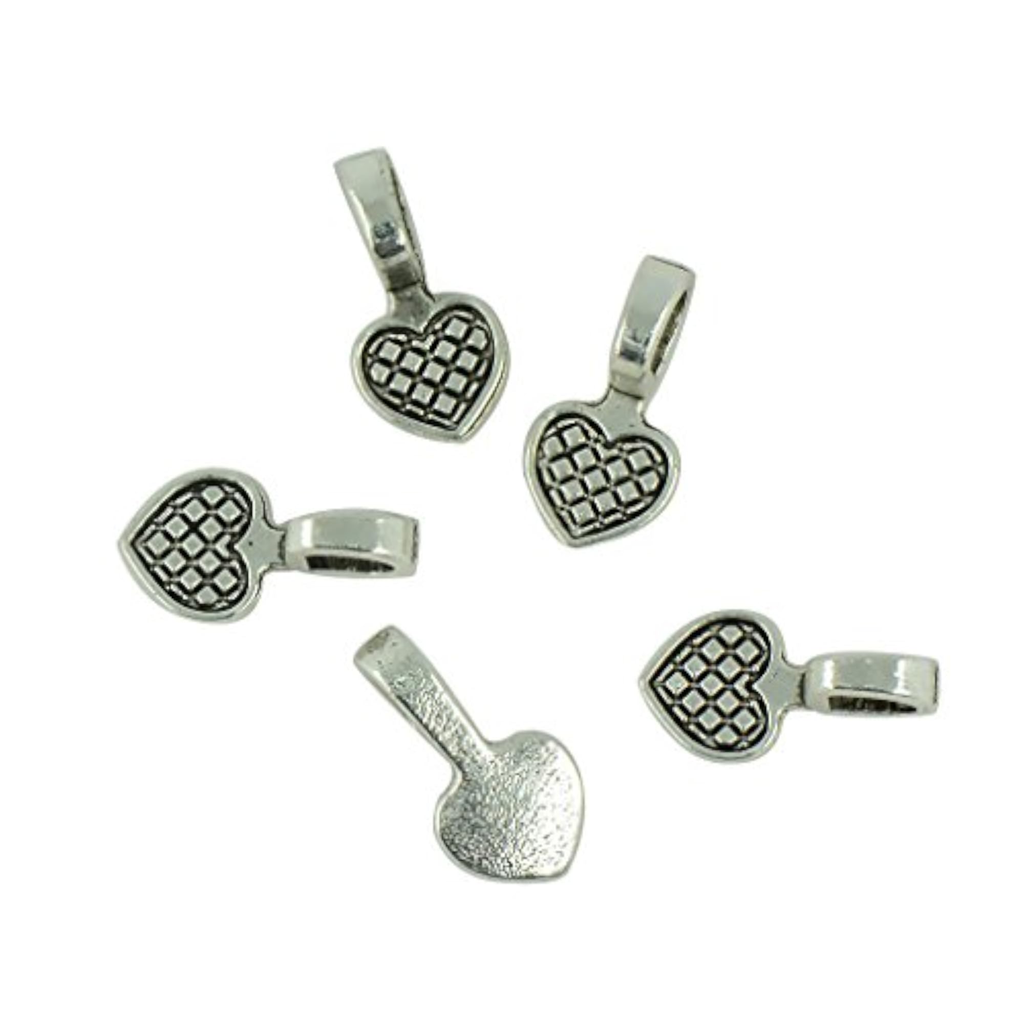 100pcs Antique Silver Heart Glue On Bails Setting for Necklaces