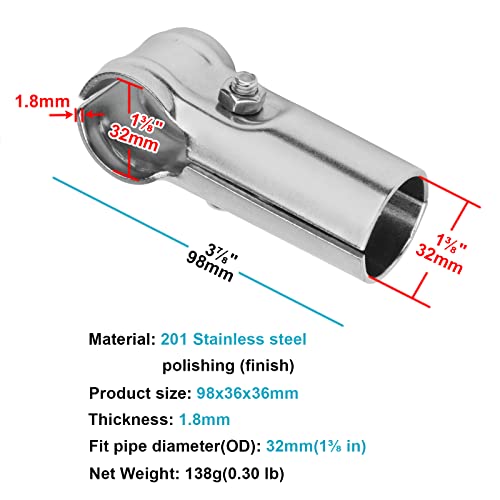 eoere 10 Sets 1-3/8\" x 1-3/8\" O.D. T Pipe Connector Chain Link Fence Clamp Stainless Steel Clamps