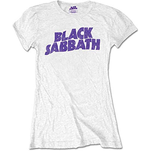 Ladies Black Sabbath Wavy Logo Vintage Official Tee T-Shirt Womens Girls (X-Large)