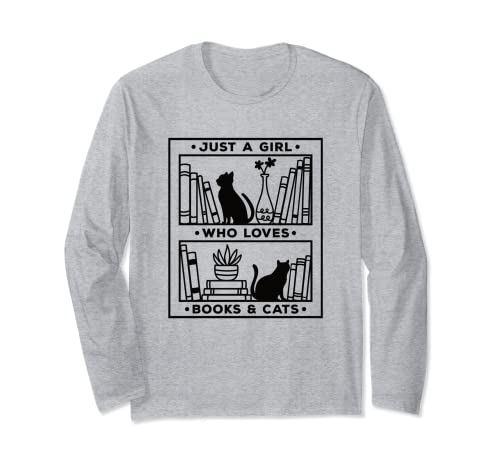 Sólo Una Chica Que Ama Los Libros Y Gatos Lindo Ratón De Biblioteca Gato Mamá Manga Larga