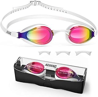 Aegend Swim Goggles, Swimming Goggles with 4 Sizes Nose Bridge UV Protection Varied