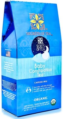 Secrets Of Tea Baby Constipation Relief Tea - Natural USDA Organic Caffeine Free - Tea for Baby Colic, Gas,and Acid Reflux - Up to 80 Servings -20 Count(1 Pack)