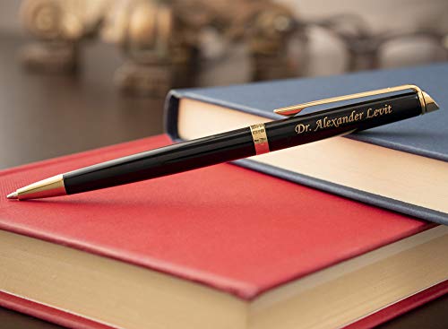 Dayspring Pens Personalized Waterman Pen | Engraved Waterman Hemisphere Lacquer Black With Gold Trim Ballpoint Pen. Luxury Gift Pen. Custom Engraved #TOP3