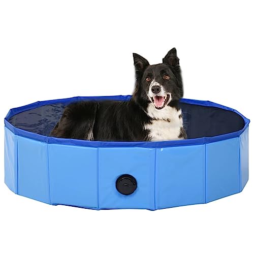 CHARMMA Dog Swimming Pool Blue PVC 31.5 x 7.9 in Foldable,Dog Supplies-170825