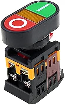 ONECM 22mm 220V AC ON/Off Start Stop 1 NO NC APBB-22N Double Key Double Position with LED Yellow lamp Control Button Switch Reset Size 24V