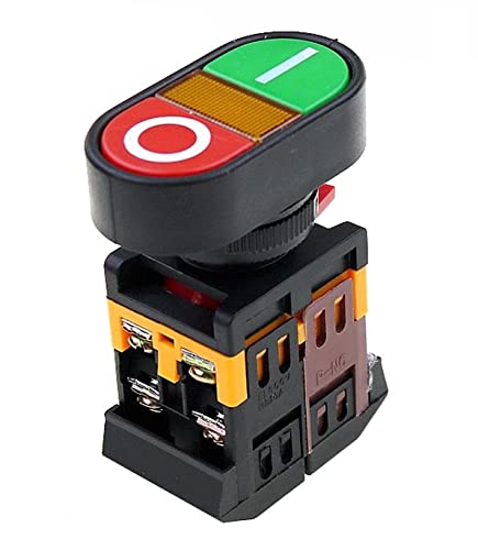 POWTAXBJGD 22mm 220V AC ON/Off Start Stop 1 NO NC APBB-22N Double Key Double Position with LED Yellow lamp Control Button Switch Reset (Size : 24V)