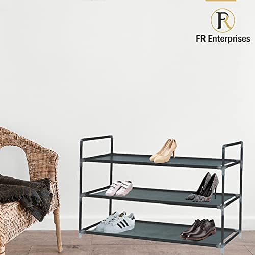Frenterprises 3 Tier Shoe Rack  Waterproof Fabric  Space Saving Shoe Storage for Living Room, Hallway, and Cloakroom  Easy Assemble  86cm x 28cm x 48cm