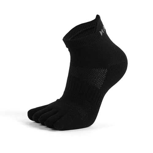 Breathable Five Toe Socks with Arch Support - Athletic Compression Sports Socks, Moisture Wicking & Anti-Blister (AU, Alpha, Large, Regular, Regular, 1, Black)