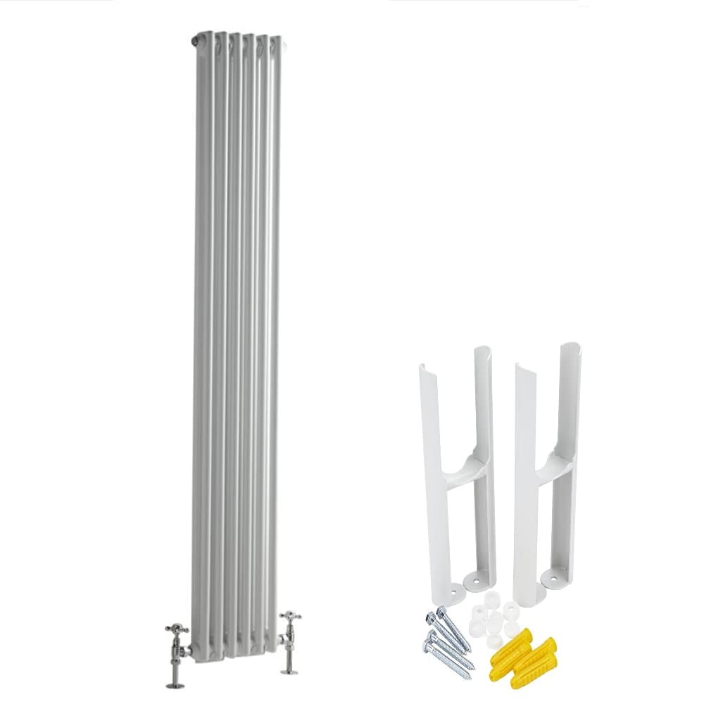 Milano White Windsor - Vertical Traditional Column Radiator With Feet - 2 Column - 1800Mm X 290Mm
