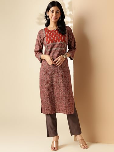 Image of Vbuyz Women's Floral Printed Straight Cotton Special wear Kurtas for Women | Cotton Kurtas for Women | A-Line Kurtas Kurtis | Designer Kurta | Kurtas for Women | Printed Kurtas
