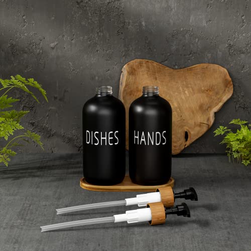 Gaohang Dish Soap Dispenser For Kitchen Sink,Glass Hand Soap Dispenser Set For Bathroom, Dishwasher Soap Dispenser With Pump, Home Farmhouse Kitchen Decor (Black＆Black) #TOP5