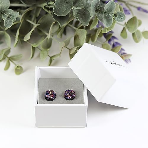 Pretty Smart Faux Druzy Earrings On Hypoallergenic Plastic Posts 10Mm (Purple Blue) #TOP2
