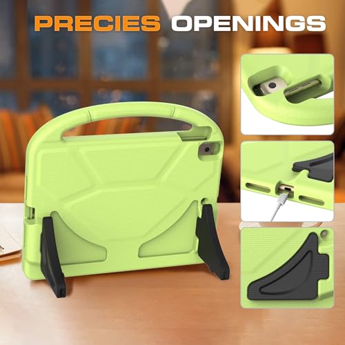 Image of Kids Case for iPad 9th /8th /7th Generation, iPad 10.2 Kids Case with Built-in Screen Protector, Durable Shockproof Handle Stand Protective Cover for iPad 10.2 Inch 2021 /2020 /2019, Lime Green