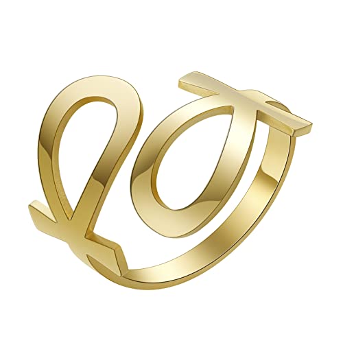Hipee Egypte Ankh Bague Croix Acier Inoxydable Bague Croix Doigt Ouvert Réglable Bijoux Egyptiens pour Femmes Hommes (Style 1 - Or, Réglable)