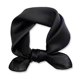 Ciormis Black Silk Scarf 21'' Square Lightweight Pure Mulberry Silk Neckerchief Scarf Bandana for Black Women(Style 4-Black)
