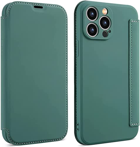 Housse cuir iPhone 13 Pro Max haut de gamme vert foncé élégante