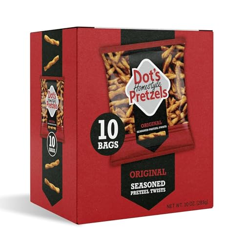 Dot's Homestyle Pretzels Original Seasoned Pretzel Twist Snack, 1oz Individually Sized Bag (10...