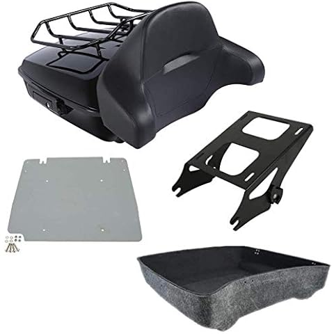 TCMT Chopped Black Latches Trunk Backrest Black Luggage Rack Mounting Rack Fit For Harley 2014-2025 Touring CVO Road King Road Glide Street Glide Electra Glide Pack Cover