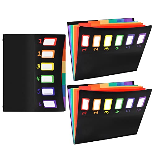 3Pcs A4 Carpetas de Acordeón 6 Bolsillos Organizador Expandible con Etiqueta Carpeta Documentos Clasificador Gran Capacidad Portátil Organizador Carpetas de Archivos para Escolares Oficina Casa Cover