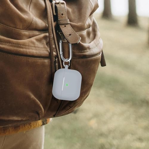 Image of Meyaar for Apple AirPods Pro 3 ​​​​​​​Case Cover with Keychain, Soft Skin Silicone Case Cover, Full Protective Case Cover Compatible with AirPods Pro (3rd Generation) Case 2025 (Light Grey)