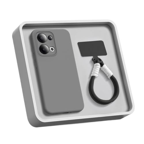 Yienning Phone Case for Oppo Reno 15 Pro, Liquid Silicone Soft Touch Soft Anti-Scratch Microfiber Lining Shockproof Protective Case with Wrist Strap Compatible with Magnetic Accessories Gray