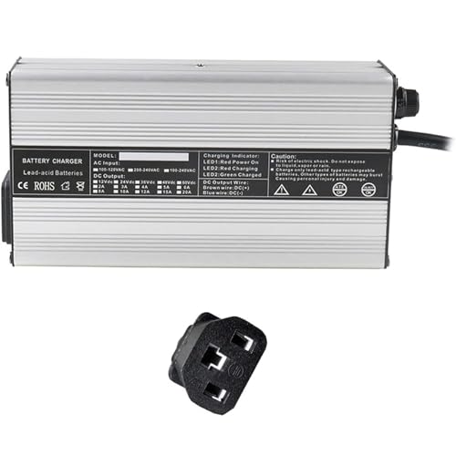 240W Amp Battery Charger 12V 10A / 24V 7A / 36V 5A / 48V 4A / 60V 3A / 72V 2.5A Lead Acid Battery Charger Forklift Battery Charger Suitable for Forklift Club Car Golf Cart(Plug C,60V 3A)