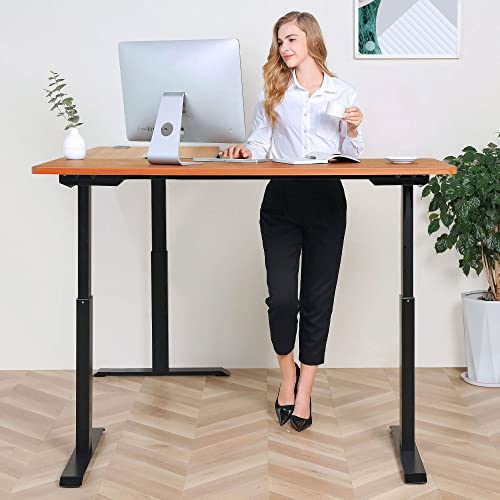 Brodan Electric Standing L Desk With Power Charging Station, Adjustable Height Sit Stand Home Office Desk, L Shaped Computer Desk, 67X59 Inches Corner Stand Up Desk, Walnut Top With Black Frame #TOP3