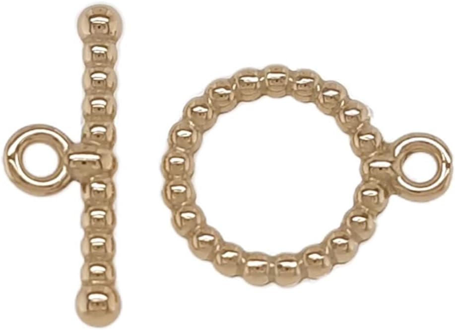 12.5MM 14K Solid Yellow Gold Beaded Toggle Clasp Striking Beaded Ring and Bar for Necklace and Bracelet Made in USA by CRAFT WIRE