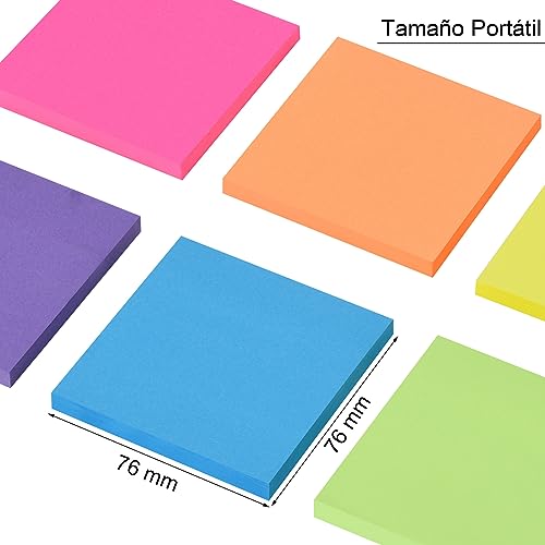 Miniatura 2 de Zczn Notas Adhesivas, Pack De 12 Bloc De Notas, 76 X 76 Mm Notas Autoadhesivas, 60 Hojas Por Bloc, 6 Colores