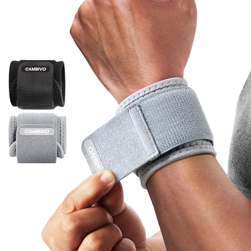 CAMBIVO Wrist Wraps for Men and Women 2 Pack, Adjustable Compression Wrist Brace for Carpal Tunnel, Wrist Support, Pain Relief, Lifting Straps for Fitness, Weightlifting, Gym Workout