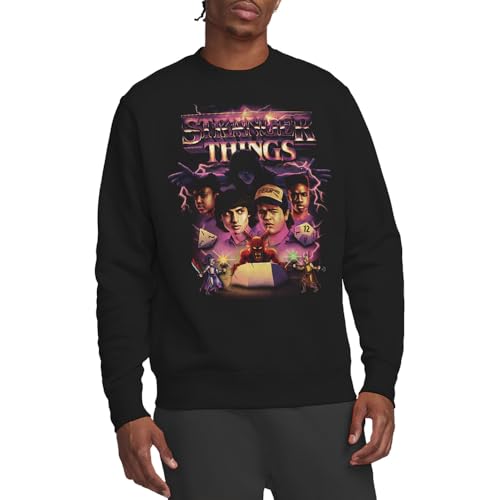 Stranger Things Group Thunder Metal Band Sweatshirt, Black Sudadera, Negro, XL Unisex Adulto