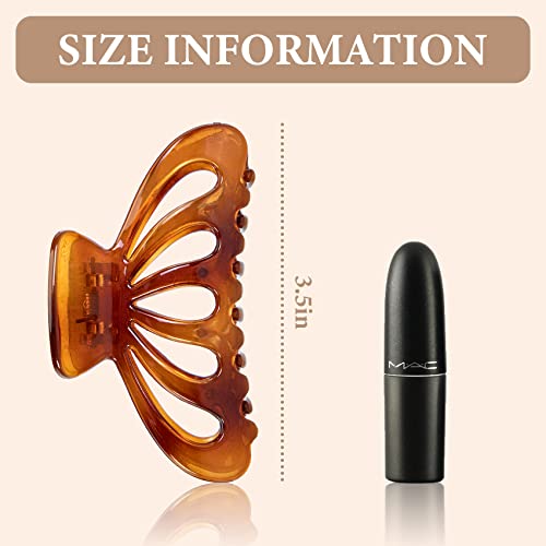 4 Pack Hair Clips For Women, Double Row Teeth Claw Clips, Goody Hair Clips For Thick & Thin Hair, 3.5” Medium Nonslip Strong Holding Hair Accessories For Girls, Butterfly Design & 4 Colors Gifts #TOP2