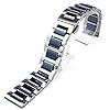 Kai Tian Two Tone 18mm Silver Stainless Steel Watch Strap Band Blue Ceramic Watch Bracelet Replacement Band Deployment Clasp #1