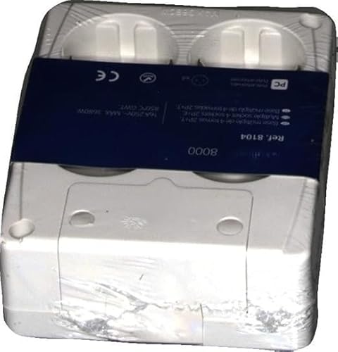 Base múltiple cuadrada 4 tomas, sin cable, 3680W 16A, fijación en pared