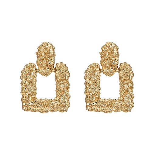 LUVNEE Square Drop Earrings Punk Boho Gold Statement Geometric Metallic Earrings