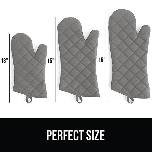 Gorilla Grip Heat Resistant Thick Cotton Oven Mitts And Pot Holder Sets, Quilted Lining, Strong Grip Kitchen Mitt, Short Hot Pads Pair, Cooking Baking Bbq Gloves, 13 Inch, Gray #TOP6