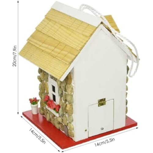Vundy Stone Cottage Bird House,Resin Hanging Wooden Stone Cottage Songbird Birdhouse,Country Hanging Birdhouse With Roof,Craft Hummingbird Birdhouse For Indoor Outdoor Garden Decorations (Birdhouse) #TOP4