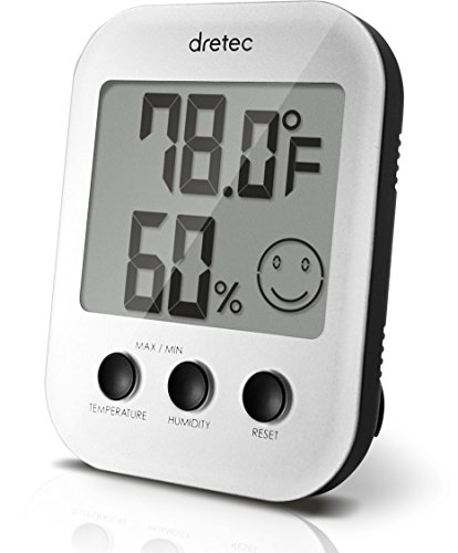 dretec Thermometer, Hygrometer, Indoor therometer, Humidity Meter, Silver, Officially Tested in Japan, (Starter AAA Battery Included)