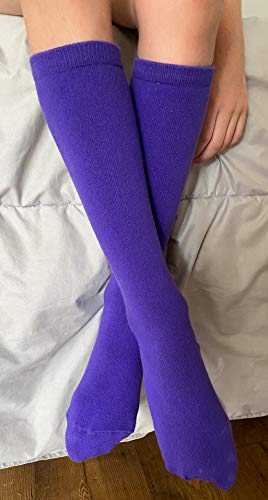Judanzy 3 Pairs Of Boys And Girls Solid Knee High Uniform Socks For School, Soccer, Football, Afo Etc. (4-6 Years (Shoe Size 9C-1), Purple) #TOP1