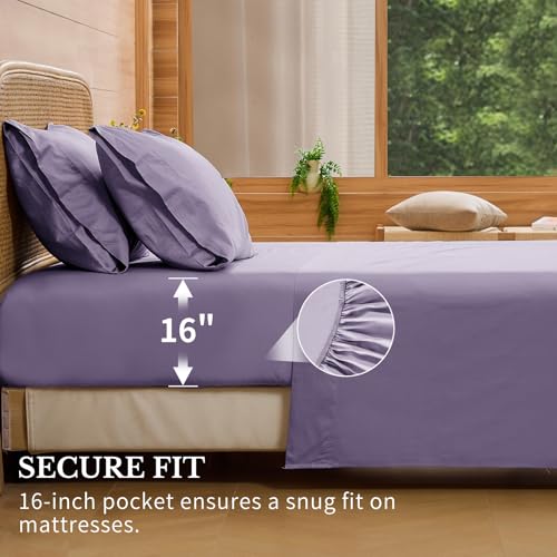 Image of Bedlifes 1000TC Egyptian Cotton Queen Sheets, 4Pcs, 16 inch Deep Pocket