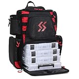 Sougayilang Fishing Tackle Backpack Waterproof Tackle Bag Storage with 4 Trays Tackle Box and Protec