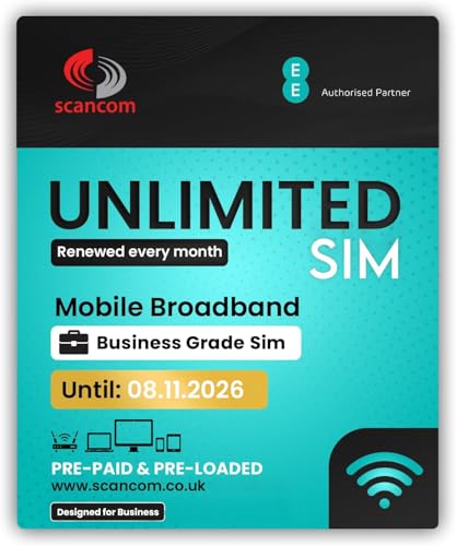 EE Unlimited Data SIM – Uncapped 5G Speeds – Preloaded EVERY MONTH Until 8th NOVEMBER 2026 – No Contract – Plug & Play for Business Broadband, Routers & Phones