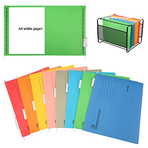 Carpetas Colgantes A4,Xiuyer 8 Piezas Suspension Files en Cart�n Reciclado Carpeta de Archivo con Etiquetas para Casa Oficina Documentos Caj�n Gabinete(Colores Variados)