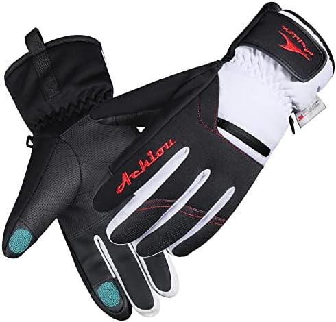 Achiou Winter Snow Ski Gloves for Men Women, Warm Waterproof Skiing Gloves for -30℉ Cold Weather, Touchscreen Snowboard Glove