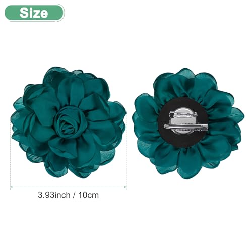 Image of M METERXITY Rose Flower Brooches and Pins for Women, Lapel Pins Dainty Satin Fabric Big Camellia Hair Flowers Clips for Wedding /Parties /Clothes /Jewelry