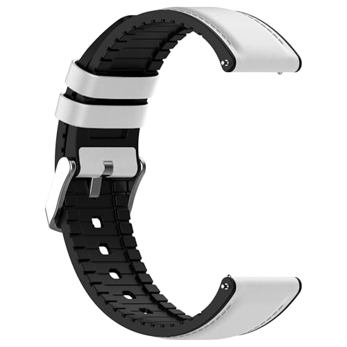 Image of ACM Watch Strap Leather Silicone 22mm compatible with Universal 22mm Size Replacement Strap Smartwatch Belt Luxury Band